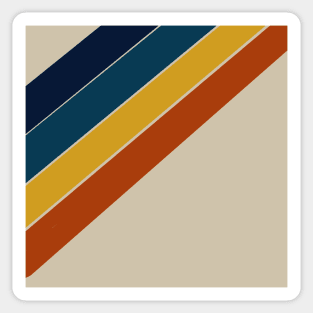 Retro, Vintage Classic Diagonal Stripe Pattern, Navy Blue, Blue, Yellow and Rust on Beige Sticker